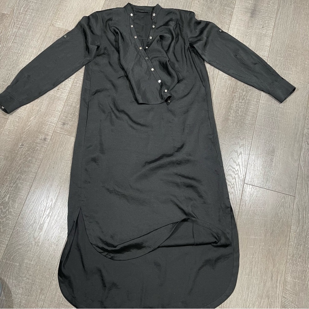 ALLSAINTS Black Midi Hi low dress size M With pockets NWOT